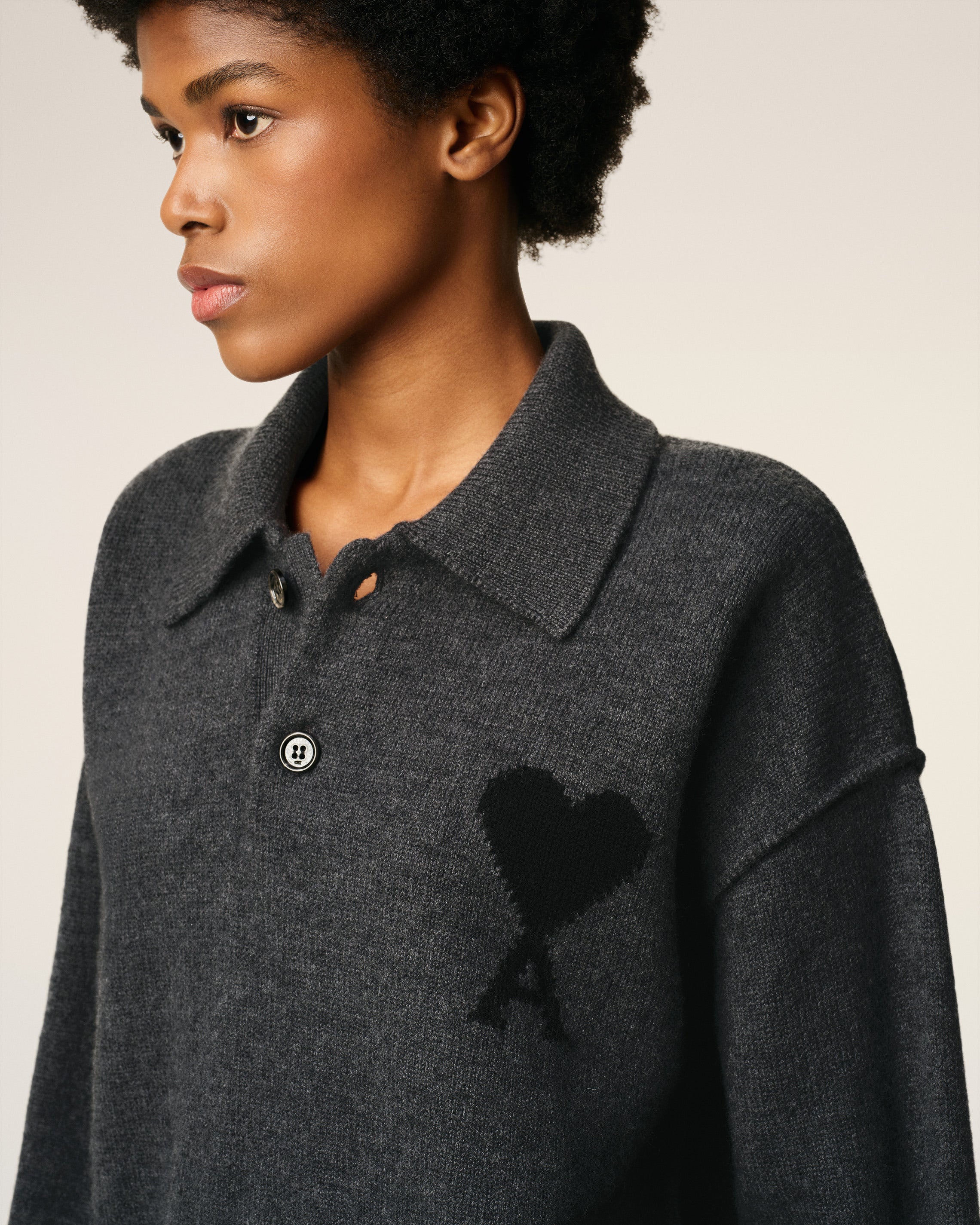 Polo Gris Ami De Coeur En Laine