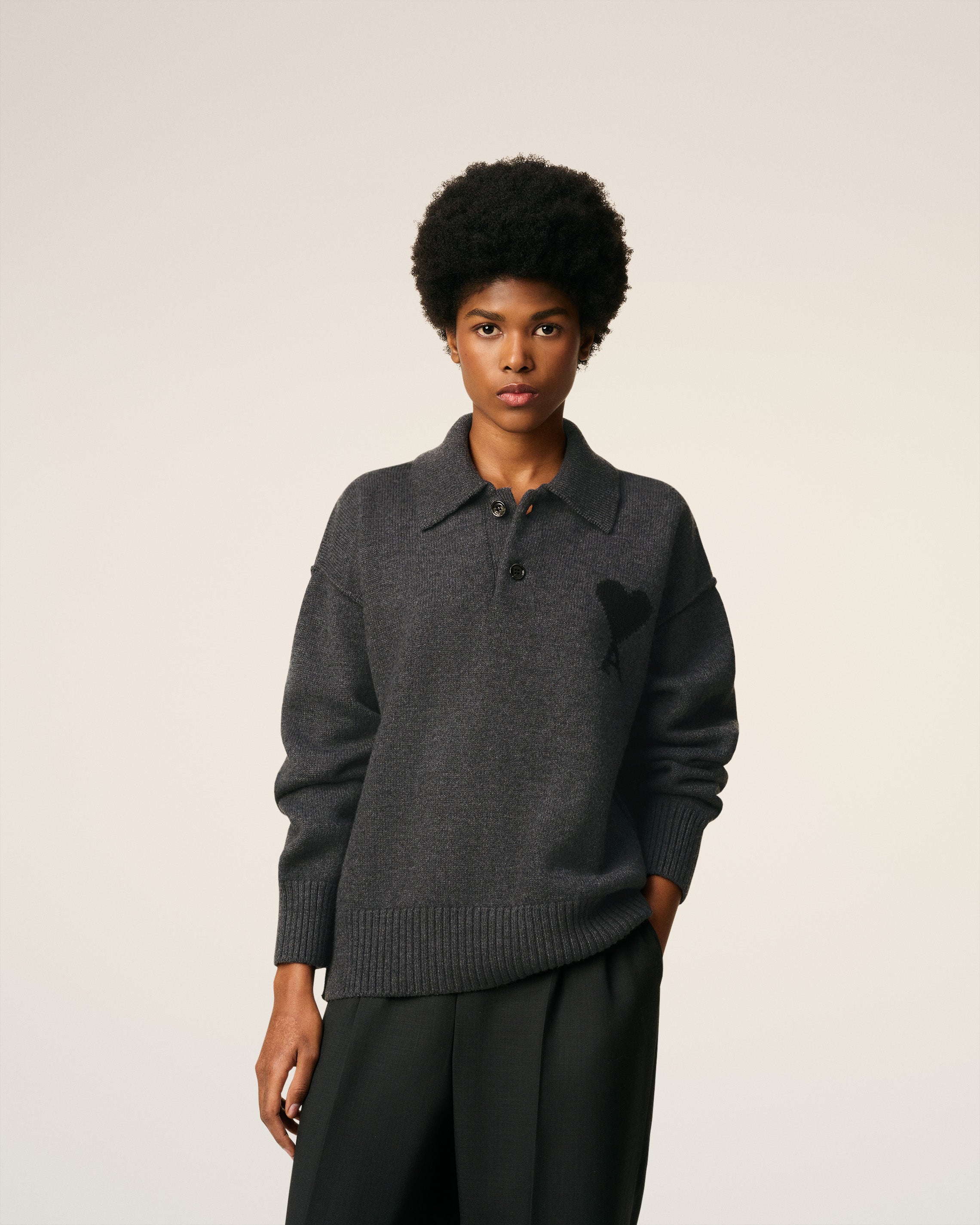 Polo Gris Ami De Coeur En Laine