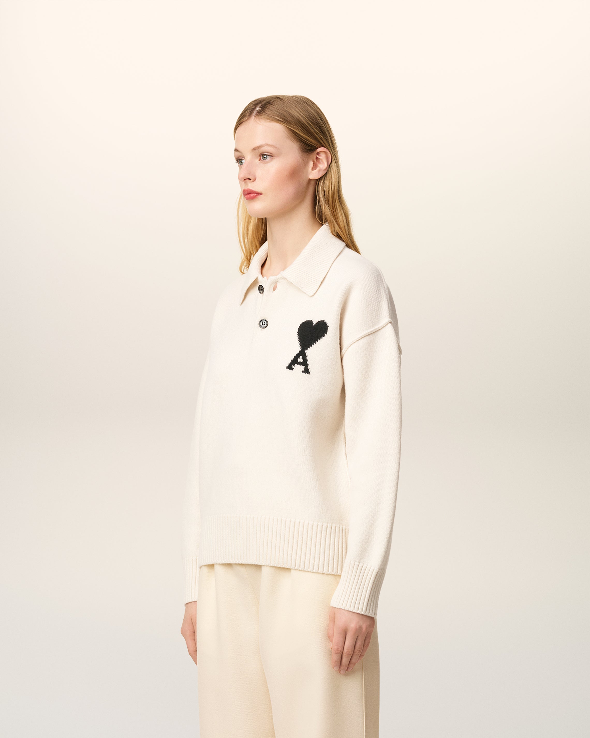 Polo Blanc Ami De Coeur En Laine