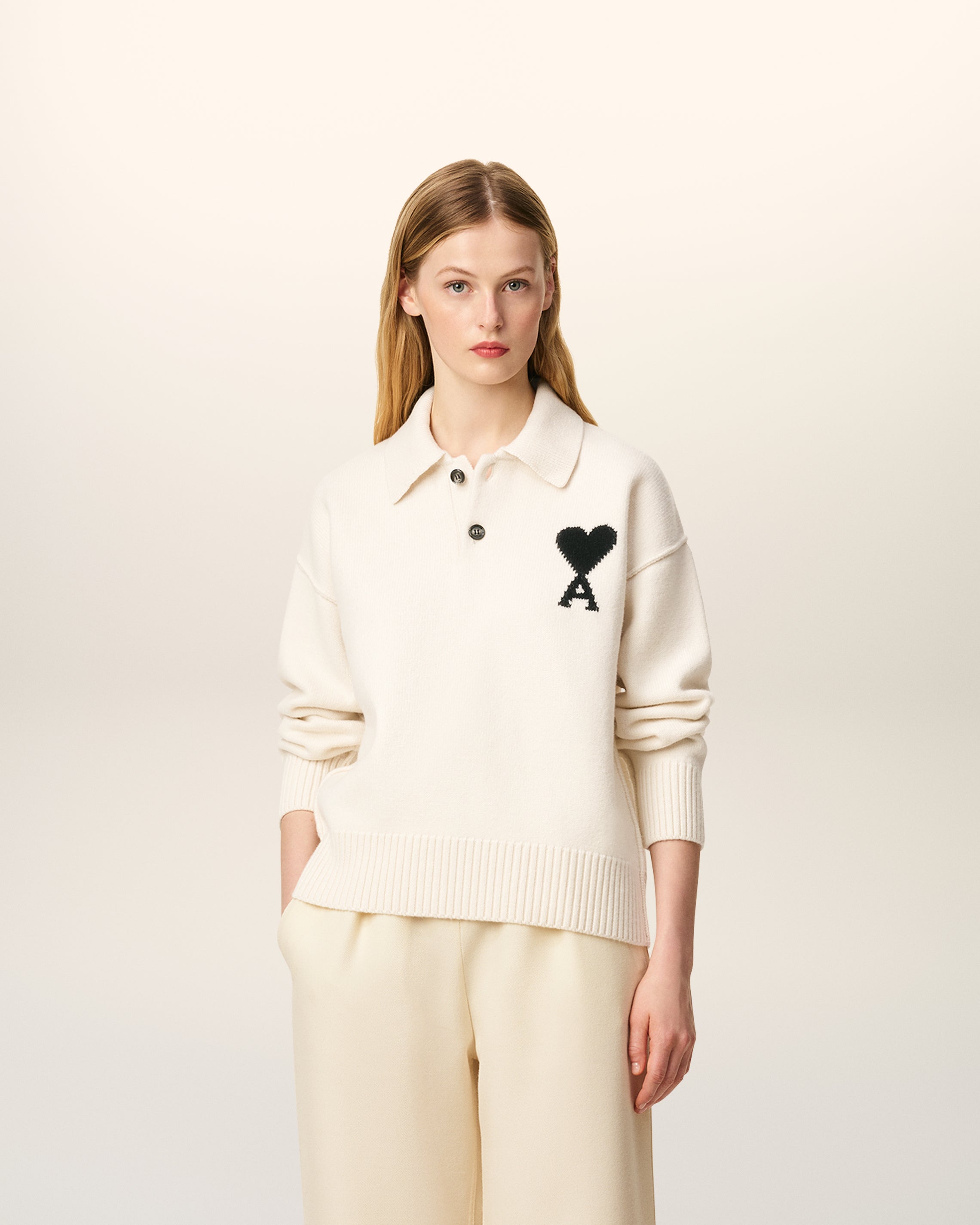 Polo Blanc Ami De Coeur En Laine