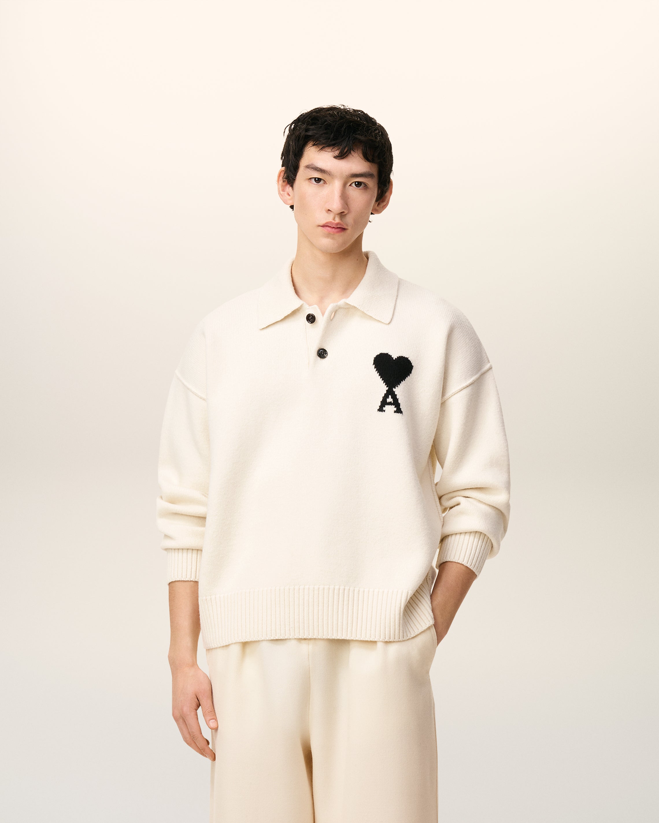 Polo Blanc Ami De Coeur En Laine